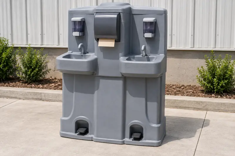 Outdoor handwashing station with basins